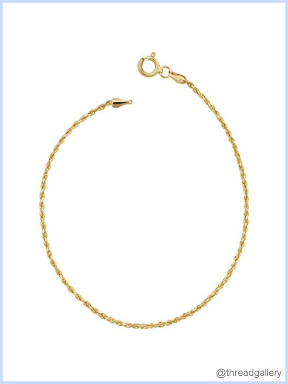 10k Yellow Gold Rope Chain Bracelet 7.5 Inch Spring Ring